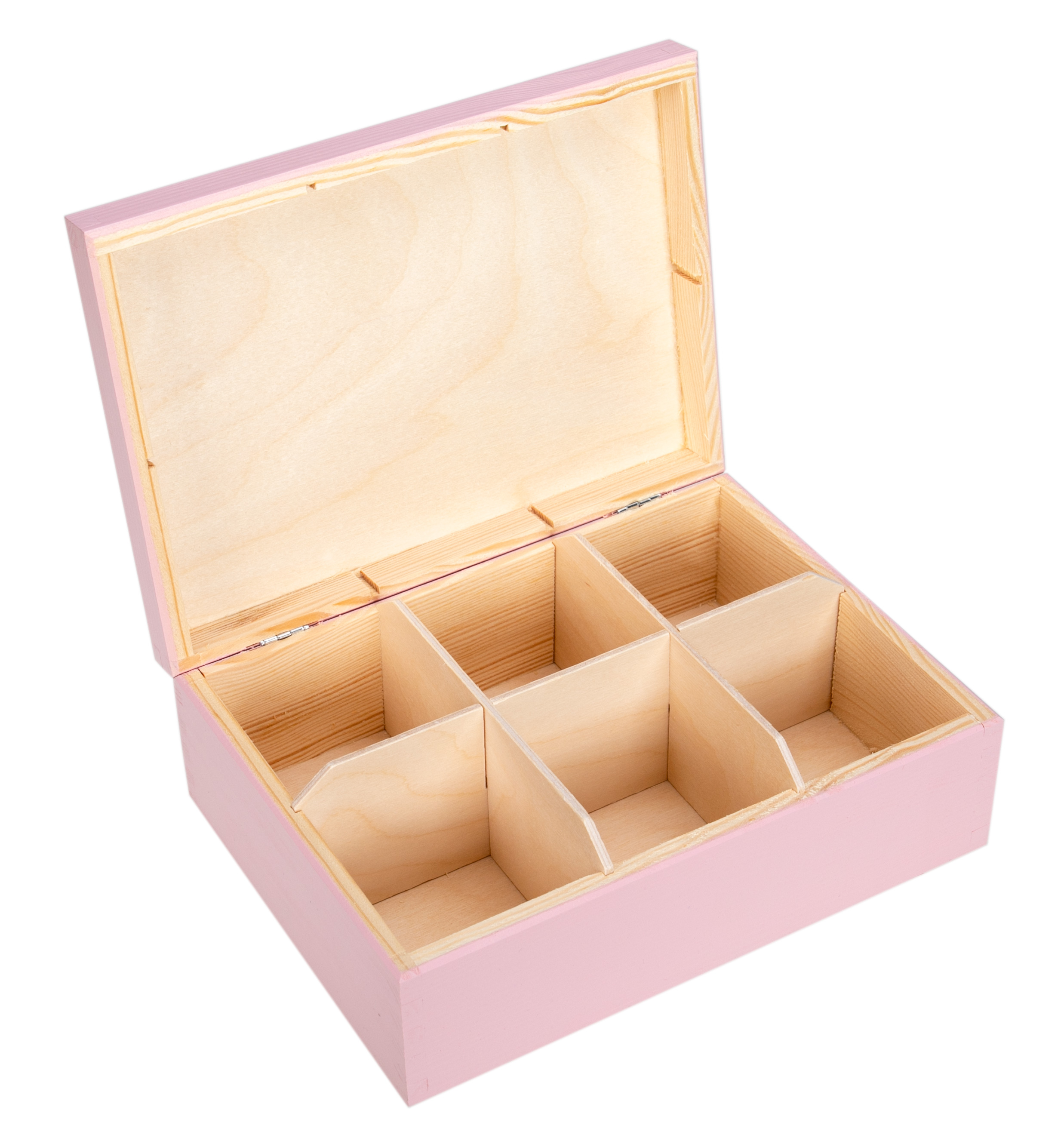 Różowe pudełko, szkatułka 6 przegród PU0188